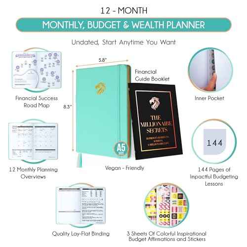 Financial Planner - Monthly Budget Planner & Monthly Bill Organizer | A 12-Month Journey to Financial Freedom | Bill Payment Tracker Organizer, Debt, Expense Tracker & Money Saving with Pockets