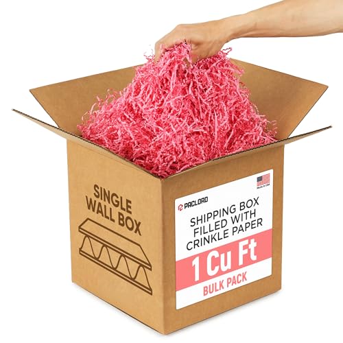 1 Cu Ft Ready To Ship Carton with Pink Crinkle Paper Filler 12x12x12"