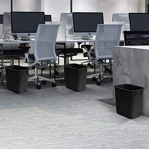 Acrimet Wastebasket, Deskside Bin, 3.25 Gallon/13 Quart/ 12 Liter (Plastic) (Black Color) (Set of 4)