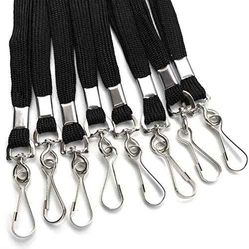 Safety Lanyards Premium Breakaway Black Lanyard Comfortable Neck Straps Lanyards Swivel J Hook for ID Badges 50 Pack