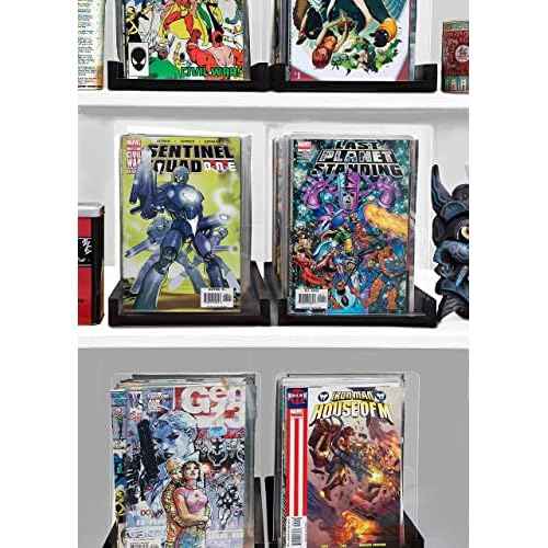 Patented Comic Book Storage Holder ? Wooden & Acrylic Display Box/Case for Collectors ? Organizer for Comics, Magazines & Books ? Holds 150 Issues, 14.5x8 in (Black)