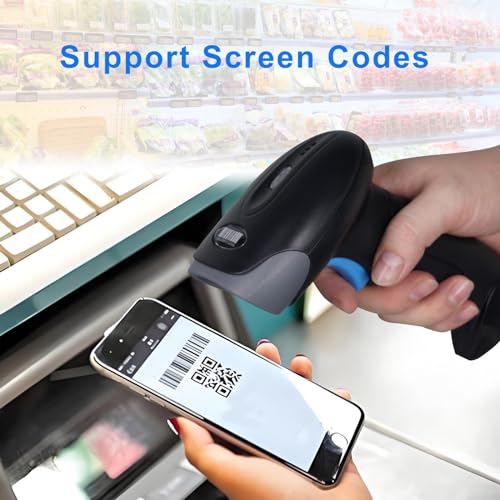 Rabitpos U27-W Wireless 1D/2D QR Barcode Scanner Handheld Cordless