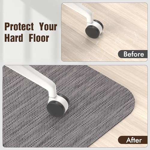 Blvornl Office Chair Mat for Hardwood Floor, 45"x 53" Desk Chair Mat for Hard Wood and Tile Floor, Large Anti-Slip Hard Floor Protector Rolling Chair Mat, PVC Mat Desk Rug for Office Home, Dark Grey
