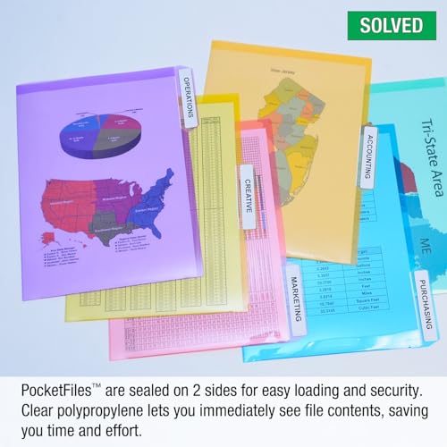 Ultimate Office Poly Color File Folders with 3rd-Cut Tabs - Set of 18, Letter Size