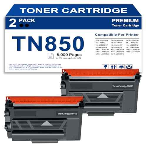 TN850 TN820 High Yield Black Toner Cartridge Replacement for Brother TN-850 TN820 TN880 Compatible with HL-L6200DW HL-L5200DW MFC-L5705DW MFC-L5800DW MFC-L5850DW Printers