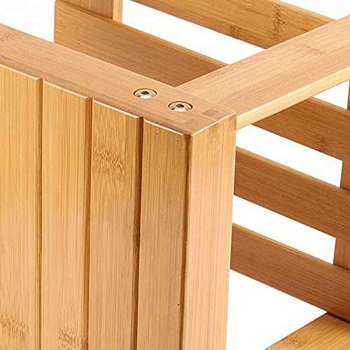 HOIGON 2 Pack 13 Inches Bamboo Step Stool, Bamboo Foot Stool with Storage Shelf, Non-Slip Stepping Stools for Home, Garden,Bathroom
