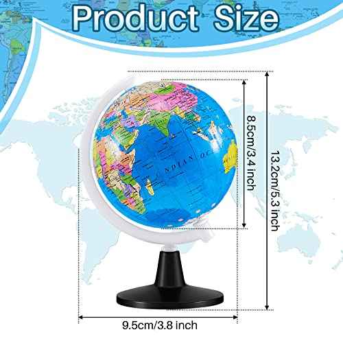 Henoyso 24 Pcs Mini World Globes for Kids Learning 3.4 Inches Rotating World Map Earth Globes Bulk with Stand for Classroom Table Decor Desk Centerpieces Decorative Geography Education, Blue
