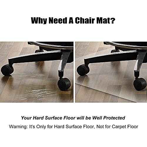 Azadx Office Chair Mat for Hard Floors 36" X 55", Clear PVC Chair Mat for Hardwood Floor, Durable Plastic Floor Protector Mat for Home and Office use (36" X 55" Rectangle)
