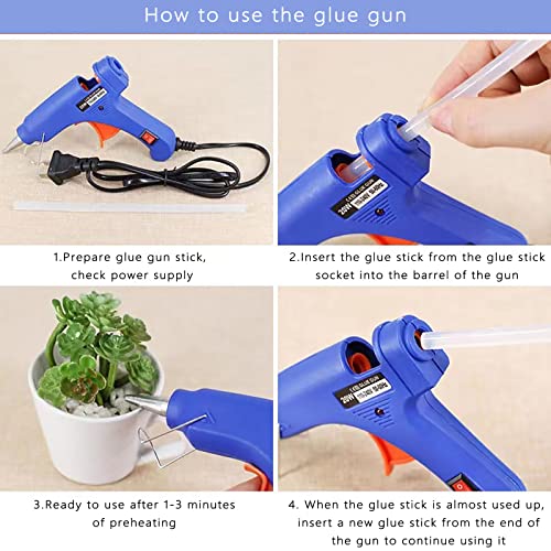 ZFYOUNG Mini 20W Blue Hot Glue Gun Kit with 10 7mm Sticks – Anti-Drip, Safety Switch