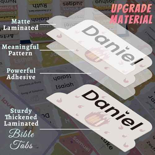 Bible Tabs with Unique Stickers, Laminated Bible Tabs for Women & Men, Christian Gifts, Boho Theme, Large Print Bible Tabs for Easy Navigation, Bible Book Index Tabs Labels, Bible Study Supplies