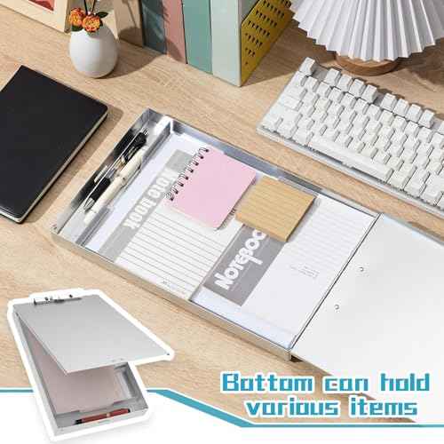 Seajan Aluminum Clipboard with Storage Metal Clip Board Folder Letter Size Form Holder Portfolio Clipboard Binder Clip Posse Box for Nurse Police Office Stationery Items 14 x 9.2 x 2 Inches (2)