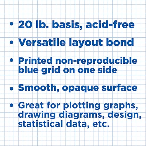 ALVIN Cross Section Graph Paper Pad 50 Sheets 17" x 22" Model 1422-12 Acid-Free Blue Grid Paper for Drafting 4 x 4 Inches Grid - 50 Sheet 17 x 22 Inches