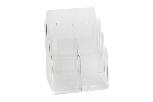 Dazzling Displays Clear Acrylic Brochure Holder, Fits 8.5 x 11 Inch Material, 3-Tier Multi-Pocket Brochure Display Stand for Business, Office, Trade Shows