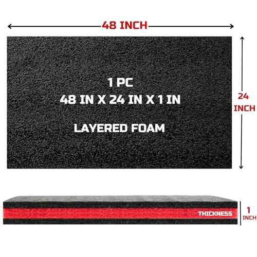 ONREVA Tool Box Foam, 1PC 48x24x1 inch, Foam Inserts for Cases, Polyethylene Storage Sheets for Toolbox Hard Case, Tool Shadow Insert, Kaizen Organizer Sheet