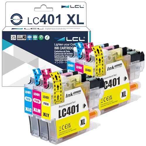 LCL LC401 LC401XL High Yield Color Ink Cartridges Replacement for Brother LC401XL3PKS LC401XLC LC401XLM LC401XLY for MFC-J1010DW MFC-J1012DW MFC-J1170DW Printer (6-Pack 2C2M2Y)