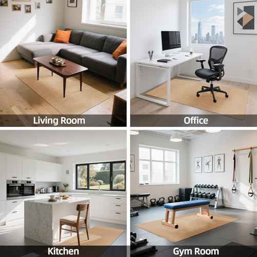 Office Chair Mat for Hardwood Floors 63" x 51", Durable Non-Slip Large Tile Floor Protector, Anti-Scratch Thick Heavy-Duty Recyclable Gliding Desk Mats for Computer Rolling Chairs, Khaki/Camel