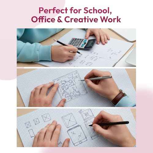 Ledger 17"x11" Large Premium Graph Pads, Double Side ¨ù¡± Quad-Ruled Grid, 21-Gram Thick Paper, Inch-scale, 50 Sheets (100 pages)/Pad, Glue Binding. Sketching, Drafting, Drawings (4, White)