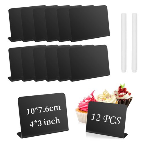 Mini Chalkboard Signs for Food, Black Mini Tabletop Chalkboard Signs, Chalkboards Signs for Weddings, Birthday Parties, Message Board Signs