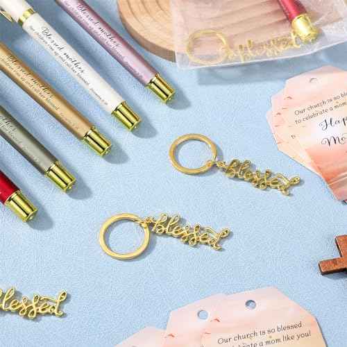 Spakon Church Gift Bulk for Mothers Day Blessed Bible Verse Ballpoint Pens Keychain Christian Cross Happy Mother's Day Tag