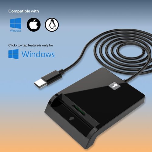 Contact Smart Card CAC Reader - USB C & A | DOD Military Compatible with Windows, Mac OS, Linux