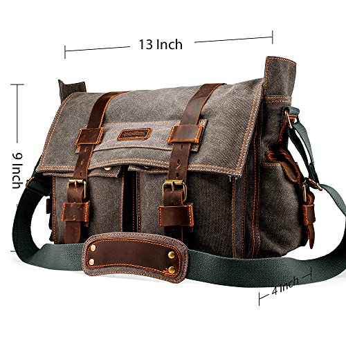 Messenger Bag for Laptop Vintage Canvas Leather Crossbody Satchel Shoulder Computer Bag Travel Office Messenger Bag