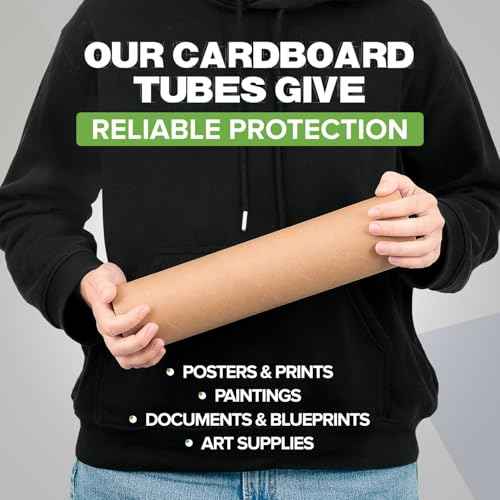3" x 24" Reinforced Kraft Paper Mailing Tubes, Pack of 6 Tubes with 2 Caps Each ? USPS Approved Poster Tube ? Made in USA Cardboard Tube for Shipping and Storing Posters, Prints, Artwork, or Documents