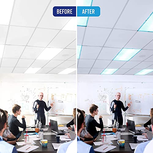 Fluorescent Light Covers for Classroom or Office | Magnetic Fluorescent Light Covers for Ceiling Lights Provide Relief from Glare, Headaches, & Sensory Overload | 10 Count Blue