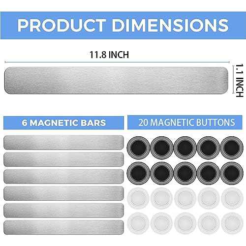 Stainless Iron Magnetic Display Board - Frameless Metal Magnet Boards with 20 Pcs Magnet Memo Strips for Office, Home, School