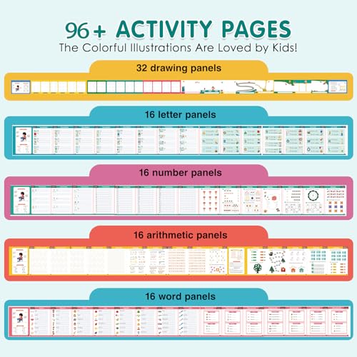 6-Pack Reusable Handwriting Practice Workbooks for Kids Ages 3-8 with Magic Fading Ink