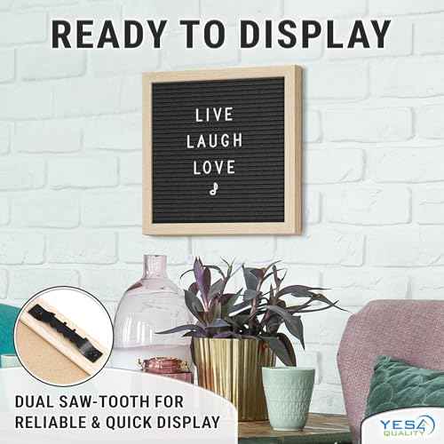Felt Letter Board - 10x10¡±, Black - 170 Letters, Numbers & Emojis for Celebrations & Announcements - Customizable Message Letterboard w/Wooden Frame for Home Decor & Office Use - by Yes4Quality