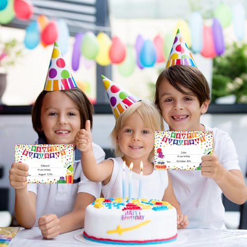 FaCraft Birthday Certificates for Students – 36 Confetti Certificates, 5.5x8.3 in, Classroom Rewards – Style 1