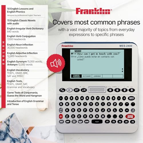 Franklin MES-2400 Blue Digital Talking Dictionary & Translator - Multi-Language Phrase Book