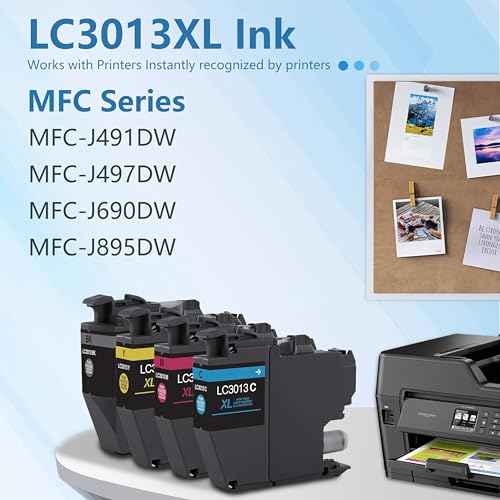 LC3013 4-Pack (1 Each of) High Yield Black, Cyan, Magenta, and Yellow Ink Cartridges - Replacement for Brother MFC-J491DW MFC-J497DW MFC-J690DW MFC-J895DW Printer
