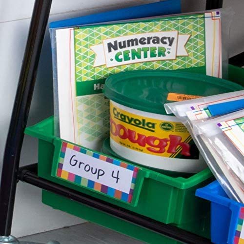 Really Good Stuff Large Plastic Book Organizer Bins - 4 Pack - Classroom Storage and Organization for Labeled Books and Supplies - Multi-Purpose Storage Bins with Dividers
