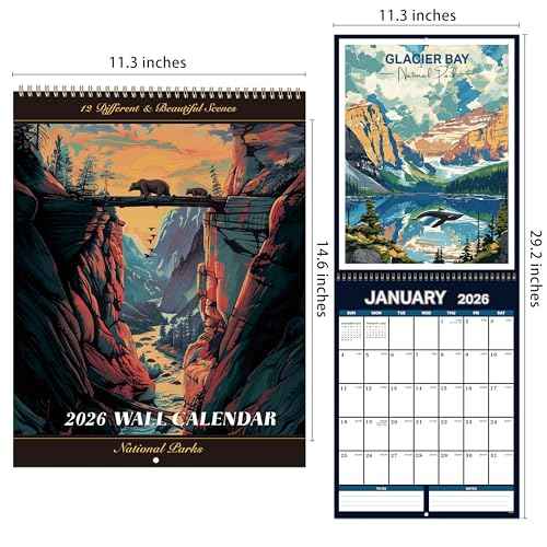2026 Wall Calendar - 11.3" x 14.6" National Parks Wall Calendar 2026, Jan.2026 - Dec.2026, Hanging Calendar for Home or Office, 2026 Calendar for Planning
