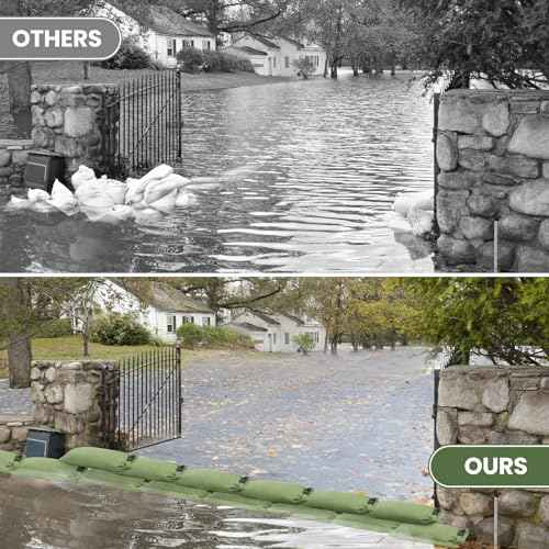 Flood Water Barrier Sand Bags - 8 Pcs Thickened Long Canvas Flood Protection Sandbags with Insert Buckle Reusable Quick Flood Barrier for Home Door Window Basement Garage Floor Flood Control (8)