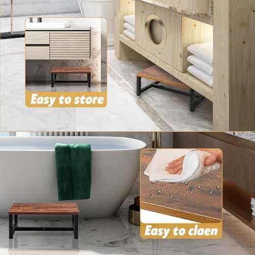 2 Pcs One Step Stool with Non-Slip Surface and Non-Slip Foot Pad Design for Adults and Seniors,Suitable for Use at Stairwells, Bedrooms, Kitchens, Bathrooms