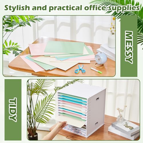 15 Tier Scrapbook Paper Organizer 12 x 12 Inch Adjustable Desk Scrapbook Paper Sorter Storage Rack File Organizer Wide Document Holder for Office Desktop(12.99 x 13.78 x 14.96 Inches)