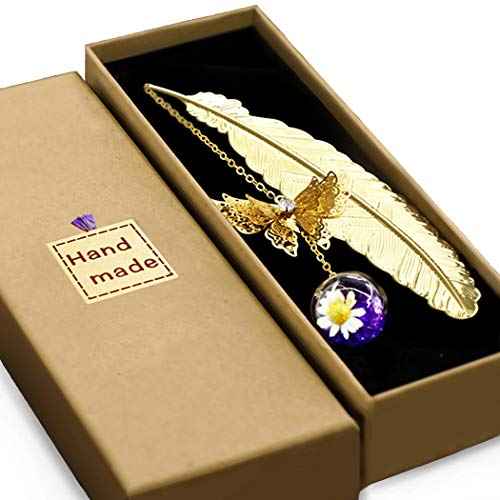 Metal Butterfly Feather Bookmark Birthday Gifts Teachers Christmas Gifts for Women Christmas Stocking Stuffers Valentine's Day Teacher Gifts Bookmarks for Women Girls Readers Book Lovers