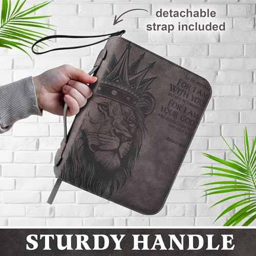 Bible Cover, The PCG Store Bible Case with Pen, 9.00" L x 6.15" W x 1.75" H Bible Covers for Woman and Men, Vegan Italian Leather Bible Bag.