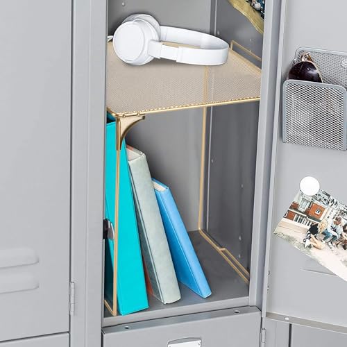 AUECOOME Golden Stackable Locker Shelf - Extra Tall Locker Organizer for School, Office & Home Storage (1)