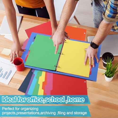 Thenshop 192 Pieces 24 Sets Binder Dividers with Tabs Bulk 8.5 x 11 Inch Write & Erase Big Paper 8 Tab Dividers for 3 Ring Binder(Bright Color)