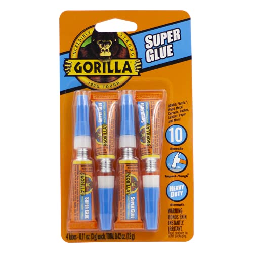 Gorilla Super Glue Impact-Tough All-Purpose Liquid Adhesive Pack of 1, 3g Tubes