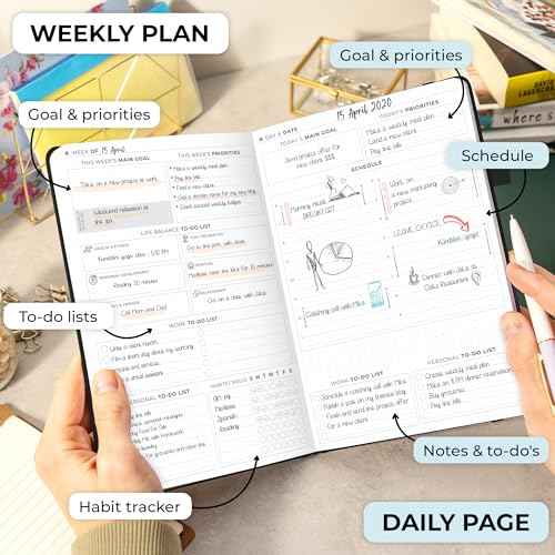Clever Fox Planner Daily Premium ? Undated Daily Planner with Hourly Schedule, Personal Organizer, Productivity Journal, 6 Months (Black)