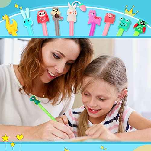 Handepo Cute Cartoon Gel Ink Animal Writing Pens 0.5 mm Black Ink Cool Kawaii Fun Novelty Pens for Kids School Office Home Supplies Student Kids Gift, 50 Assorted Styles(200 Pcs)