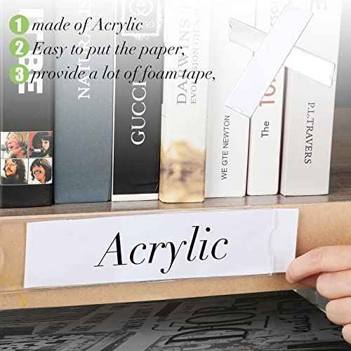 50 Sets 2 x 8 Inch Acrylic Wall Name Plate Holder Clear Plastic Sign Holder Frame with Adhesive Tape Horizontal Name Plates for Door Office Nameplate Display Trays Office Home Classroom Favors