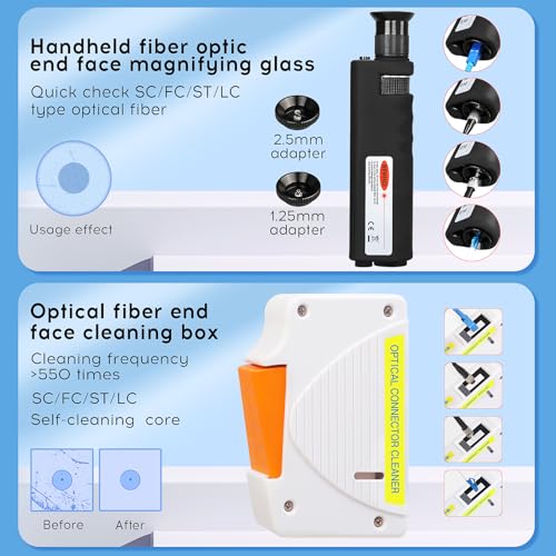 Fiber Optic Cleaning Kit with Microscope, SC/LC Pen & Replacement Cores