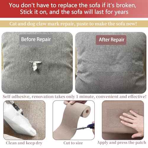 Linen Repair Tape 4x70 Inch Self-Adhesive Couch Patch Repair Fabric Patch for Furniture,Sofas,Cushion,Chairs,Bags,Linen Goods(Dark Grey)