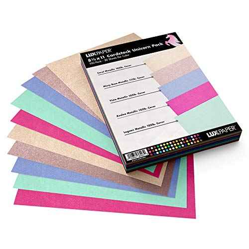 LUXPaper 8.5" x 11" Cardstock Variety Pack | Letter Size | Assorted Unicorn Colors | 105lb. Cover (192lb. Text) | 100 Qty