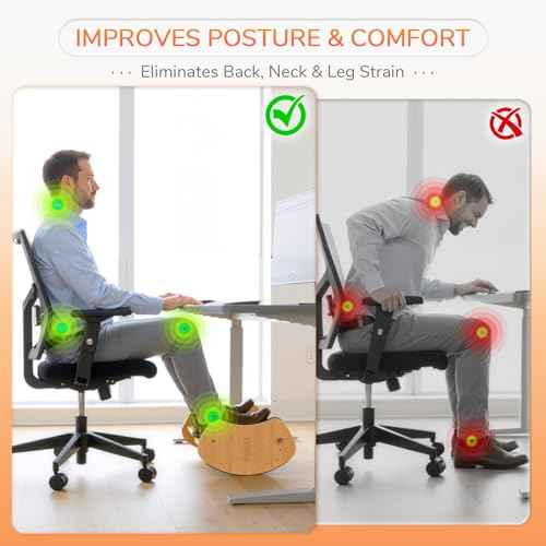 Bamboo Foot Rest for Under Desk - Fovima 2-in-1 Adjustable & Reversible Ergonomic Footstool, Permanent Dual-Sided Cushion, Tool-Free Height & Angle Adjustment